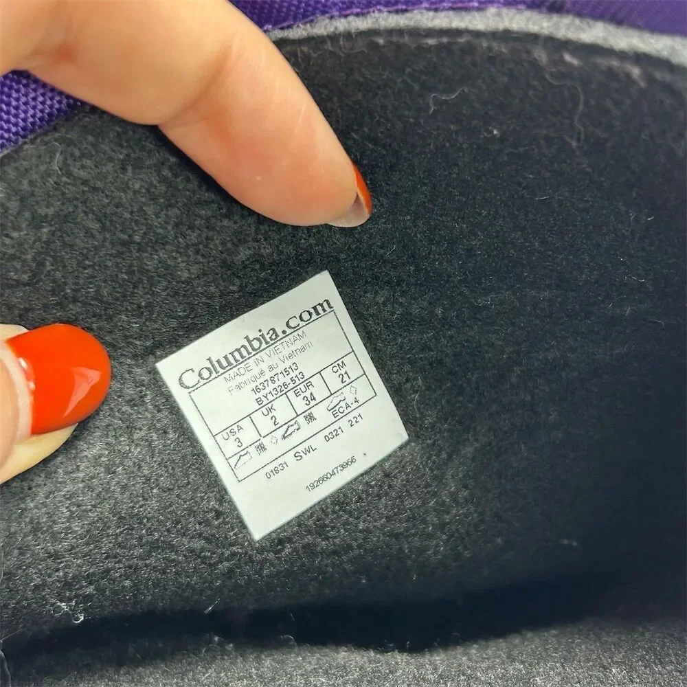 Columbia Kids Girls Snow Boots Purple Waterproof Insulated Winter Shoes Size 3